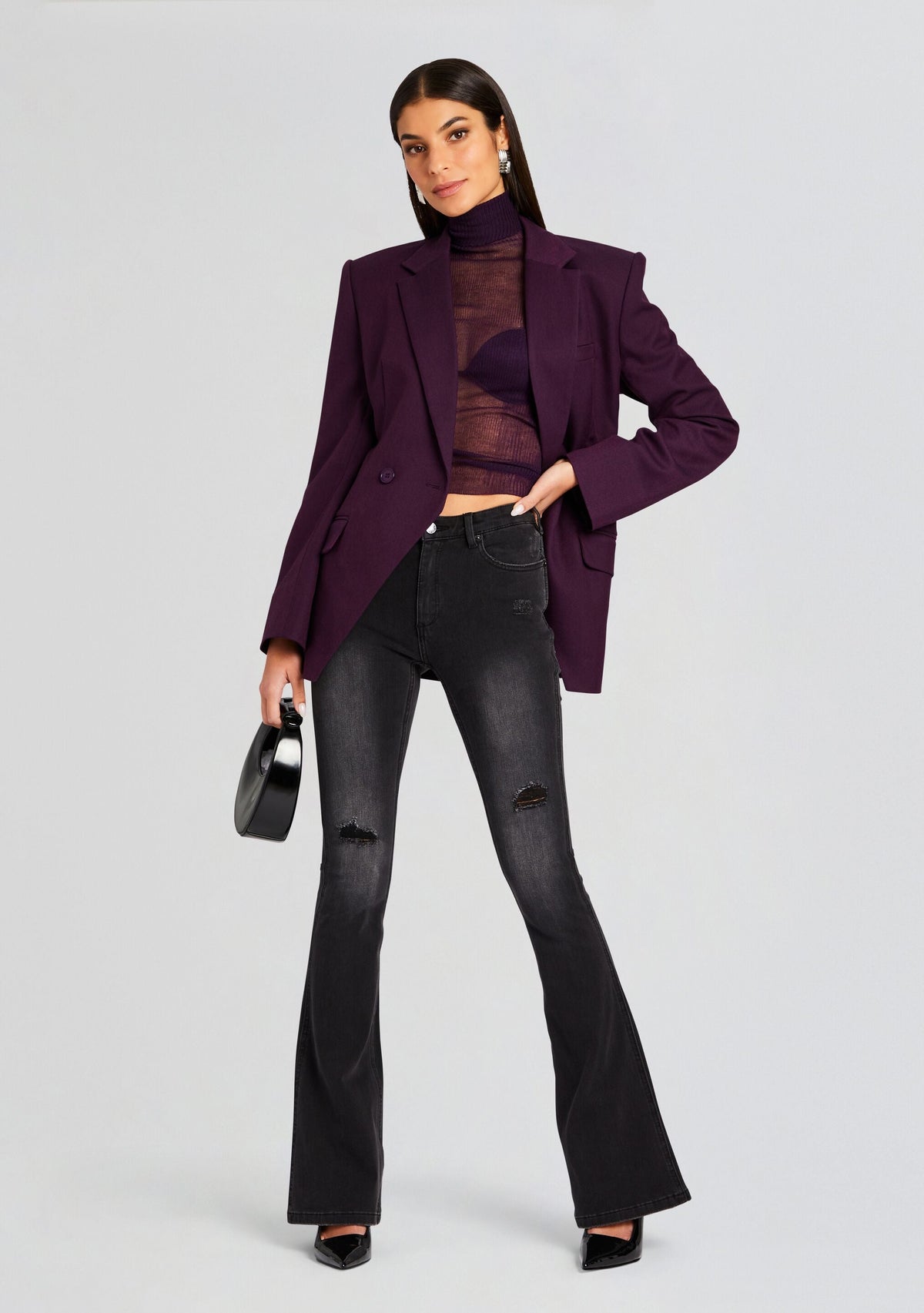 Demi Mid Rise Jean by SEROYA in Midnight Terry, product image 5