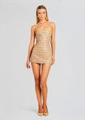 Rhya Embellished Leather Dress by retrofête in Nude, product image 1