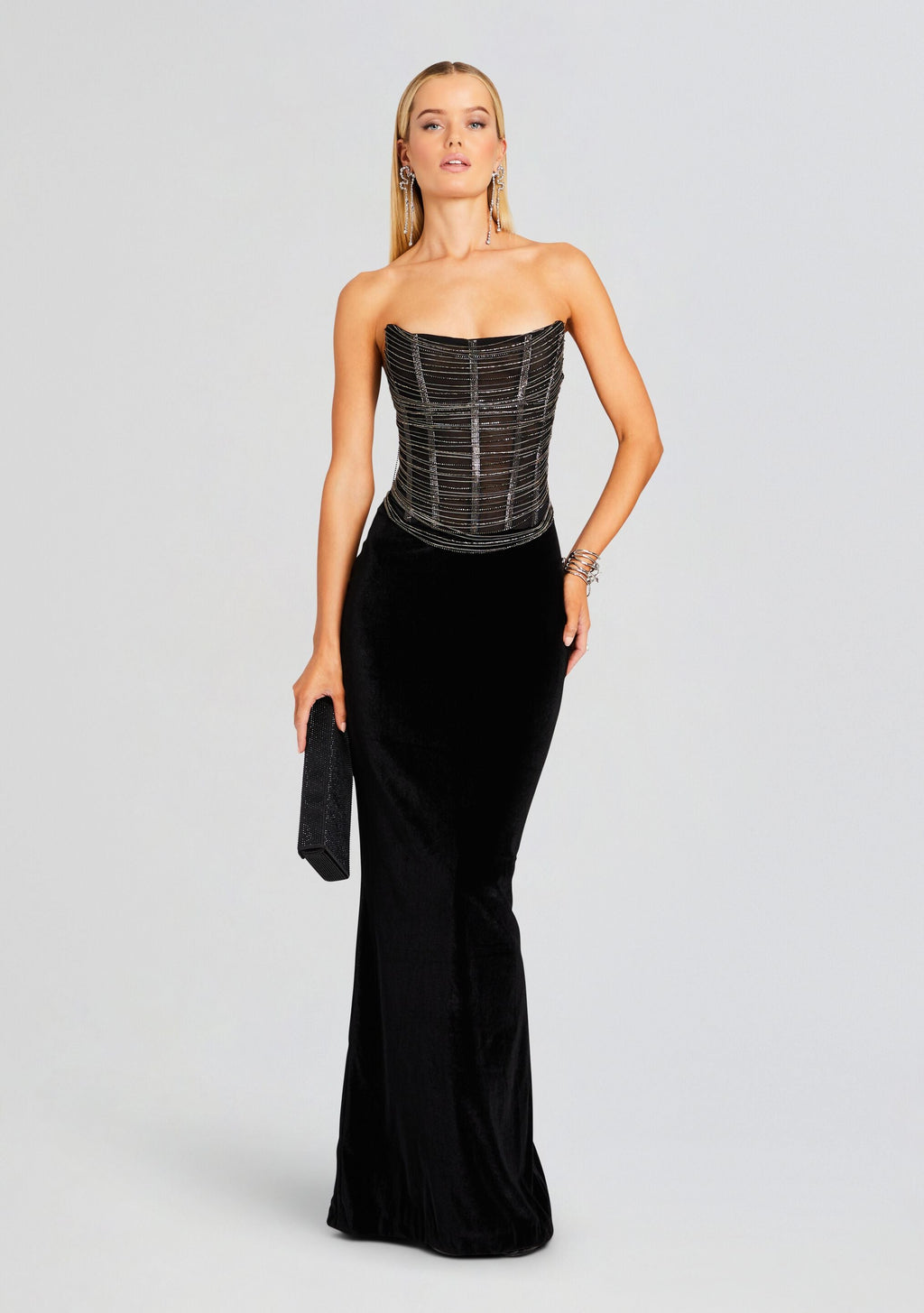 Mariah Embellished Dress by retrofête in Black/Silver, product image 1