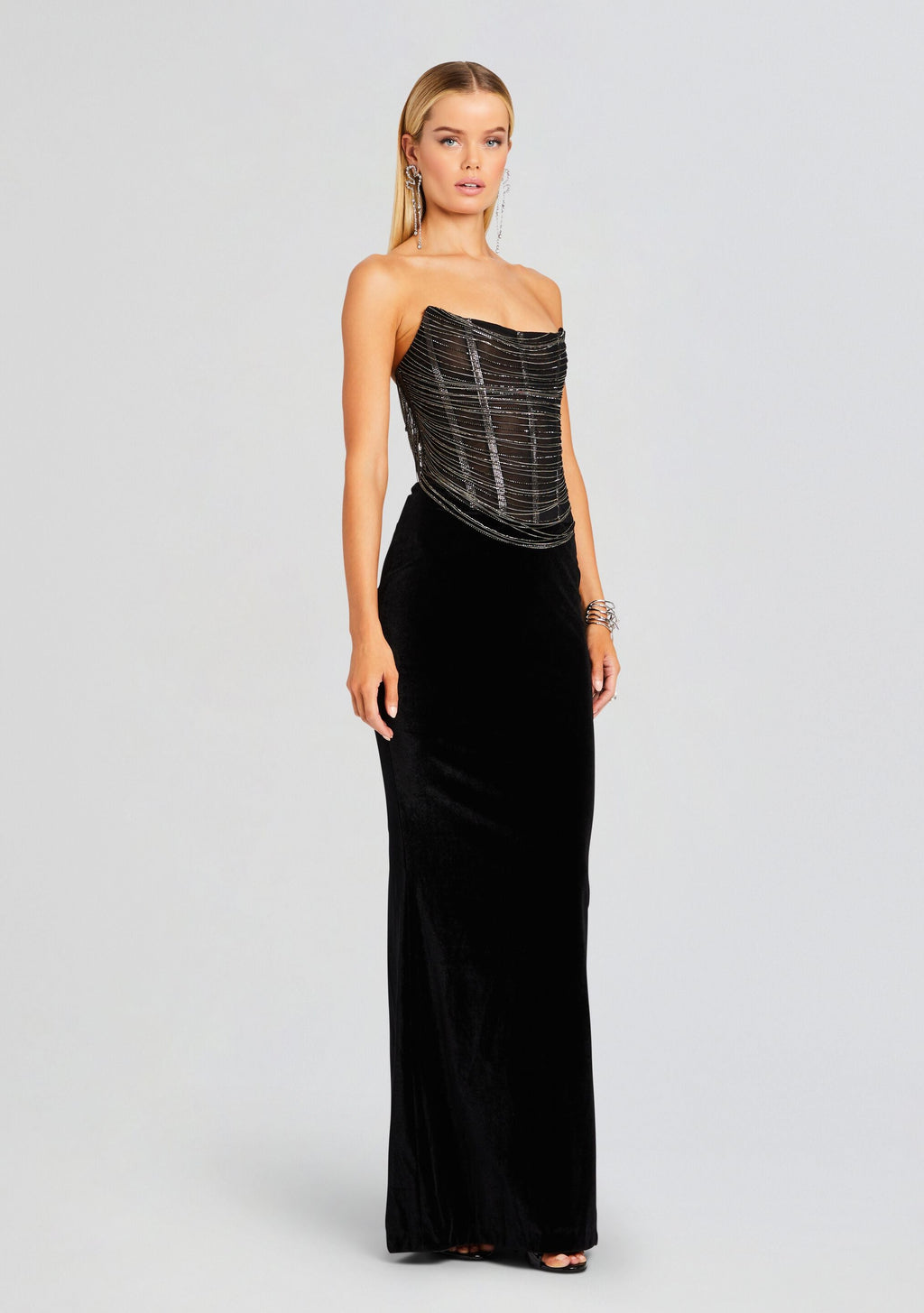 Mariah Embellished Dress by retrofête in Black/Silver, product image 3