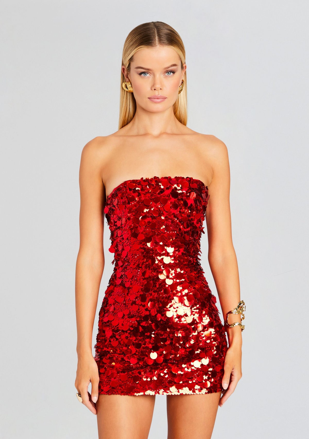 Nolia Sequin Embellished Dress by retrofête in Fiery Red, product image 5