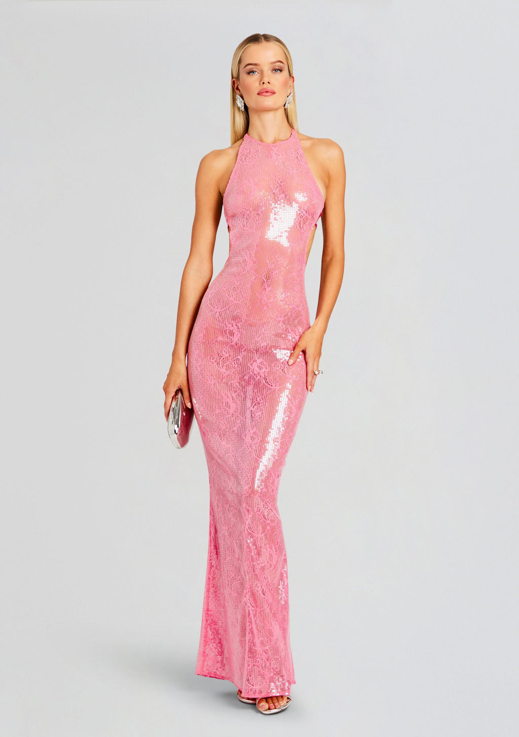 Shivonne Sequin Lace Dress by retrofête in Paradise Pink, product image 1