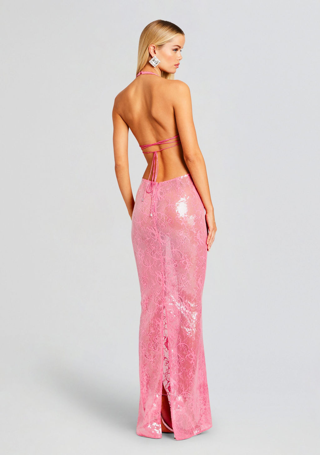 Shivonne Sequin Lace Dress by retrofête in Paradise Pink, product image 4