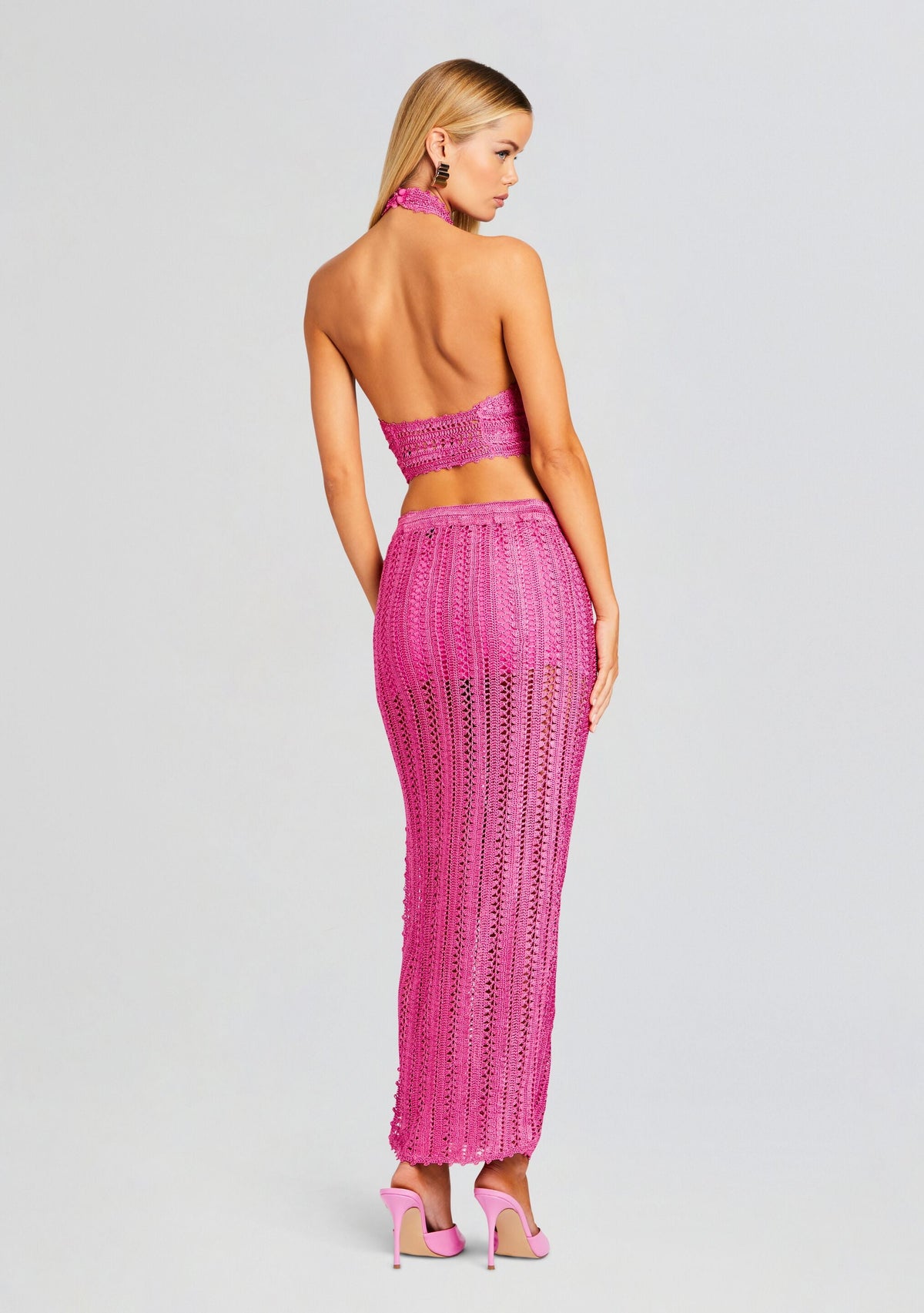 Sandy Crochet Skirt by SEROYA in Malibu Pink, product image 4