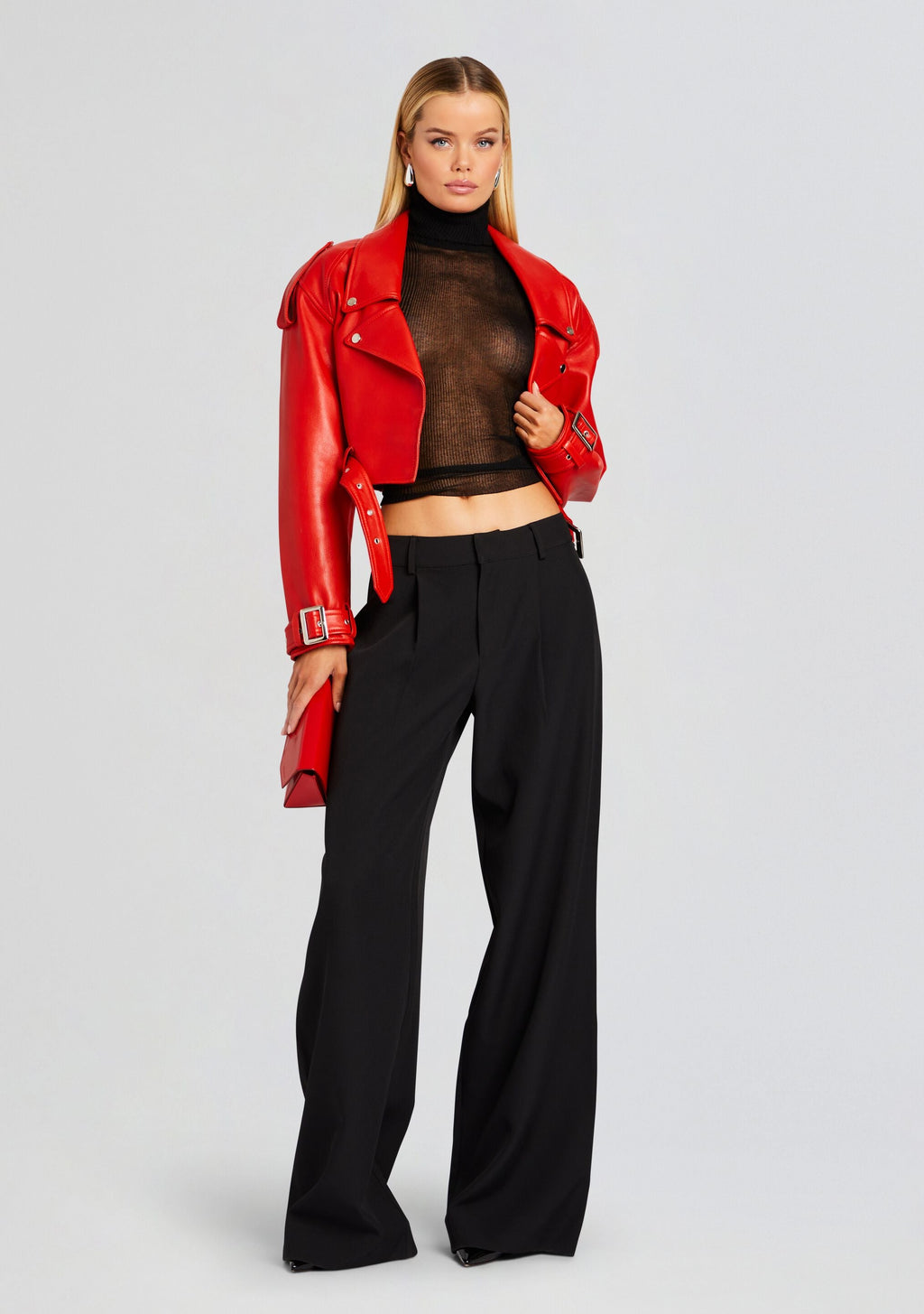 Victoria Leather Jacket by retrofête in Fiery Red, product image 2