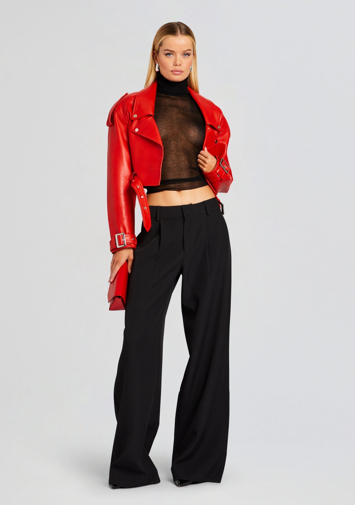Victoria Leather Jacket by retrofête in Fiery Red, product image 2