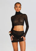 Julie Crop Long Sleeve Top by Bananhot in Black, product image 1