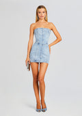 Kamna Embellished Denim Dress by retrofête in Tresca, product image 1