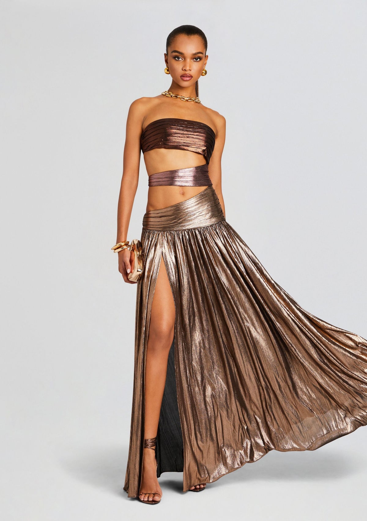 Lia Dress by retrofête in Brown Ombre, product image 5