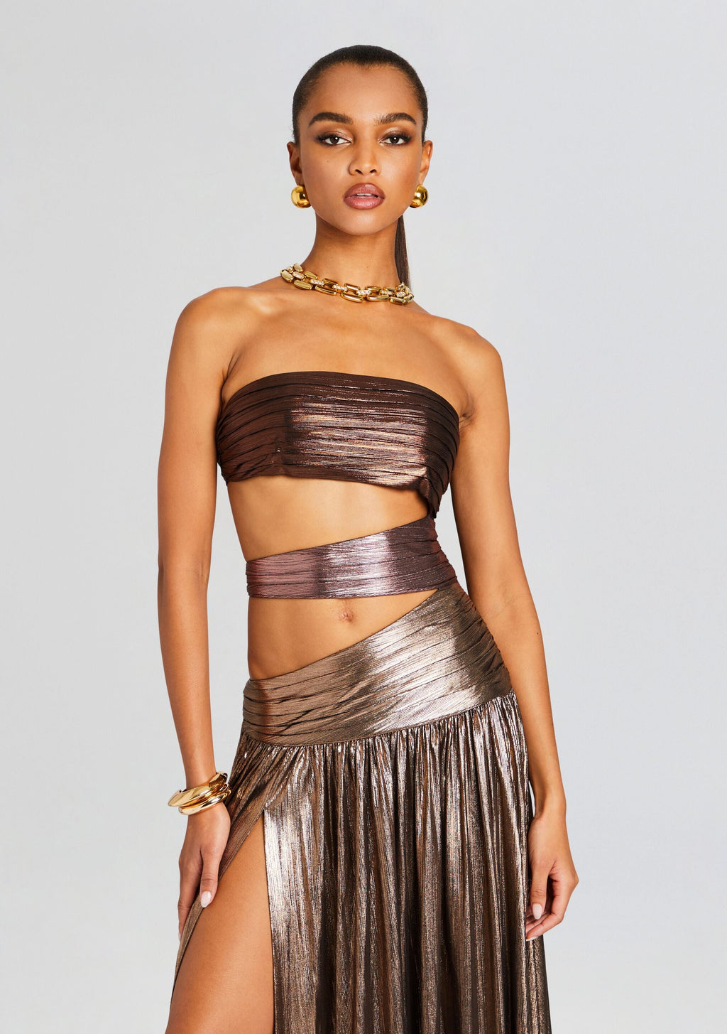 Lia Dress by retrofête in Brown Ombre, product image 2