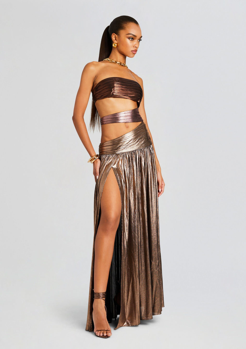 Lia Dress by retrofête in Brown Ombre, product image 3