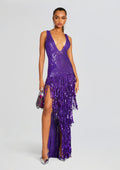 Libra Sequin Fringe Crochet Dress by retrofête in Amethyst, product image 1