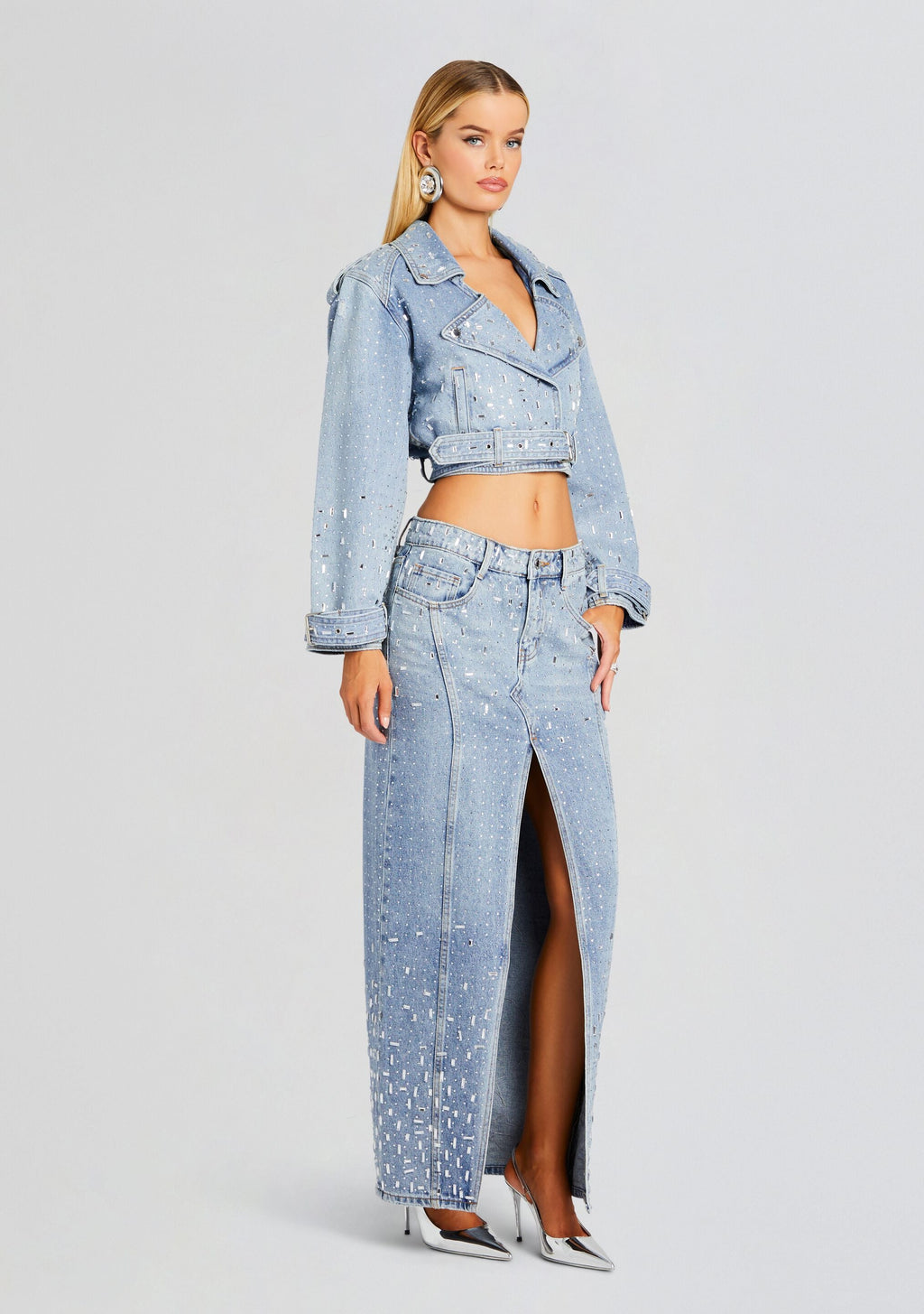 Marcie Embellished Denim Jacket by retrofête in Tresca, product image 3