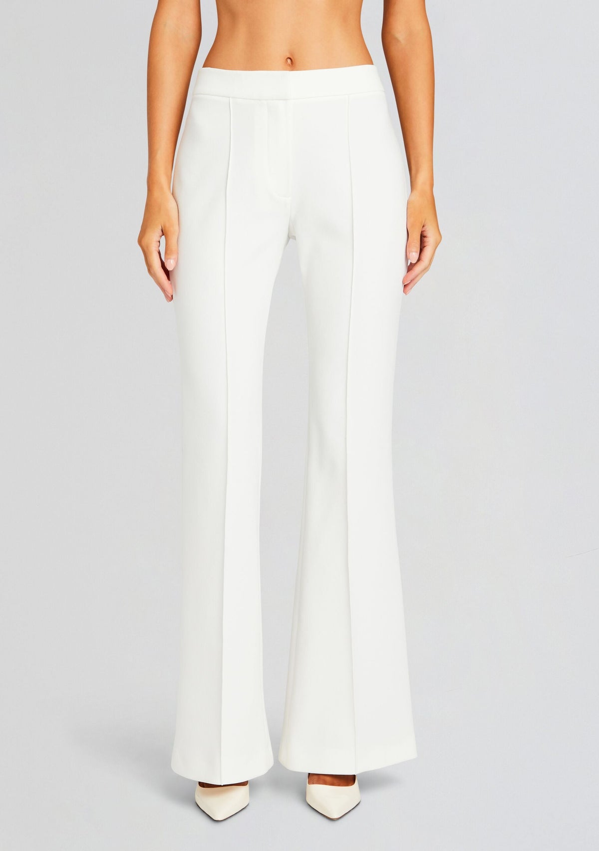 Lizzy Low Rise Flared Trousers by Sans Faff in White, product image 1