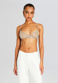 Tansy Embellished Bra by retrofête in Tannin/Silver, product image 1