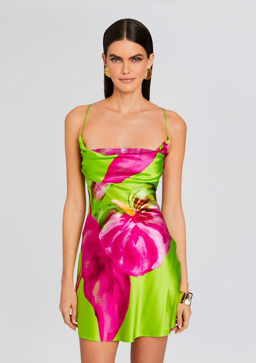 Azura Silk Dress by retrofête in Lime Anthurium, product image 5