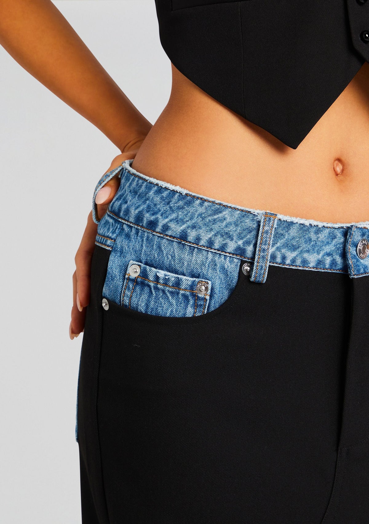 Clarette Skirt by SEROYA in Black/River, product image 2