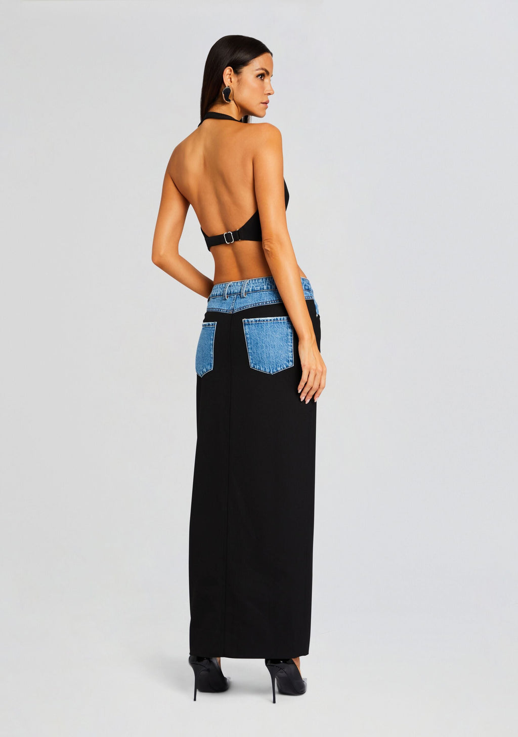 Clarette Skirt by SEROYA in Black/River, product image 4