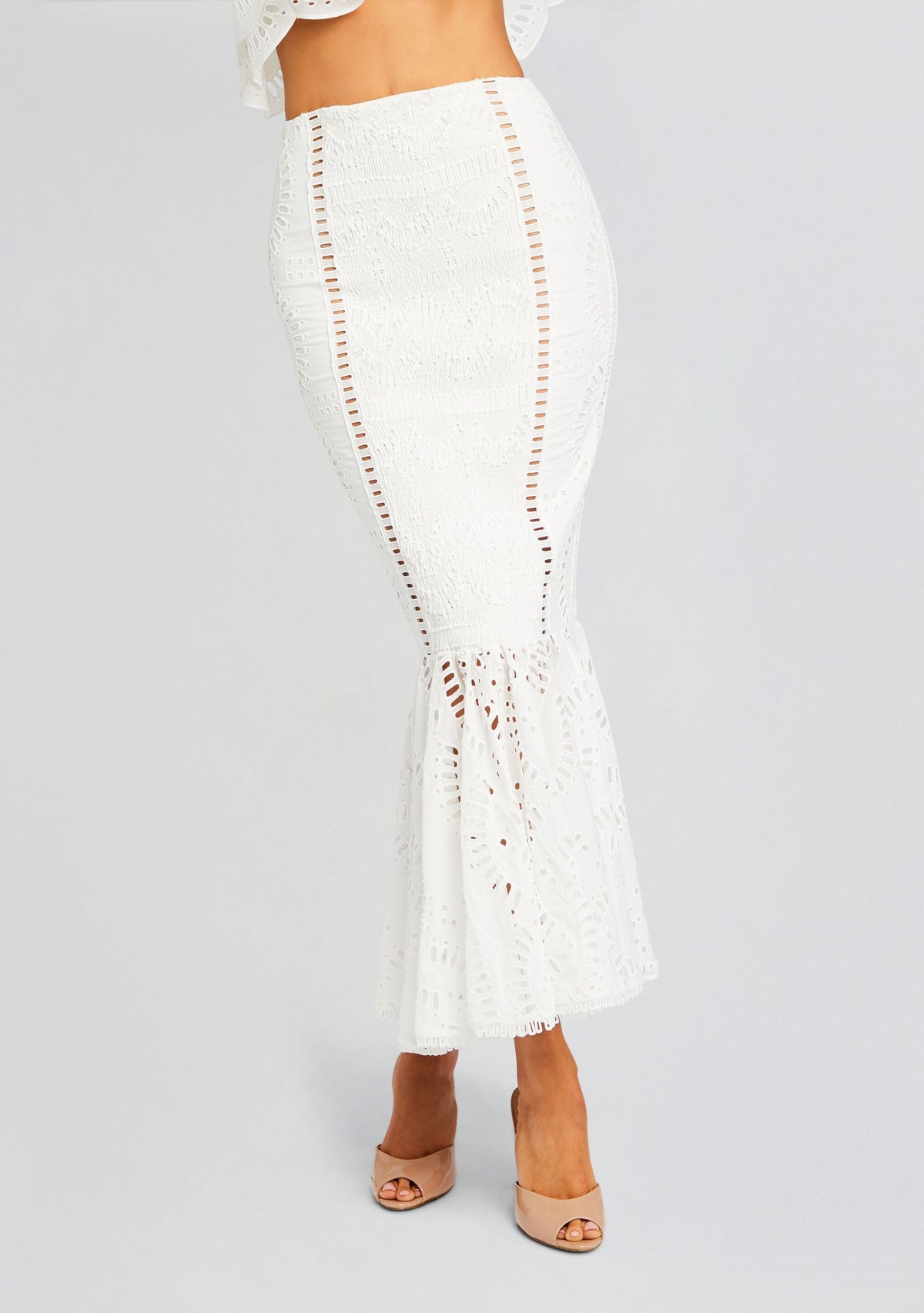 Fray Long Skirt by Charo Ruiz in White Samoa, product image 1