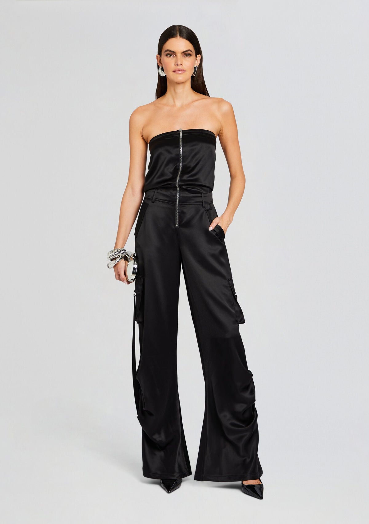 Estrella Cargo Jumpsuit by retrofête in Black, product image 1