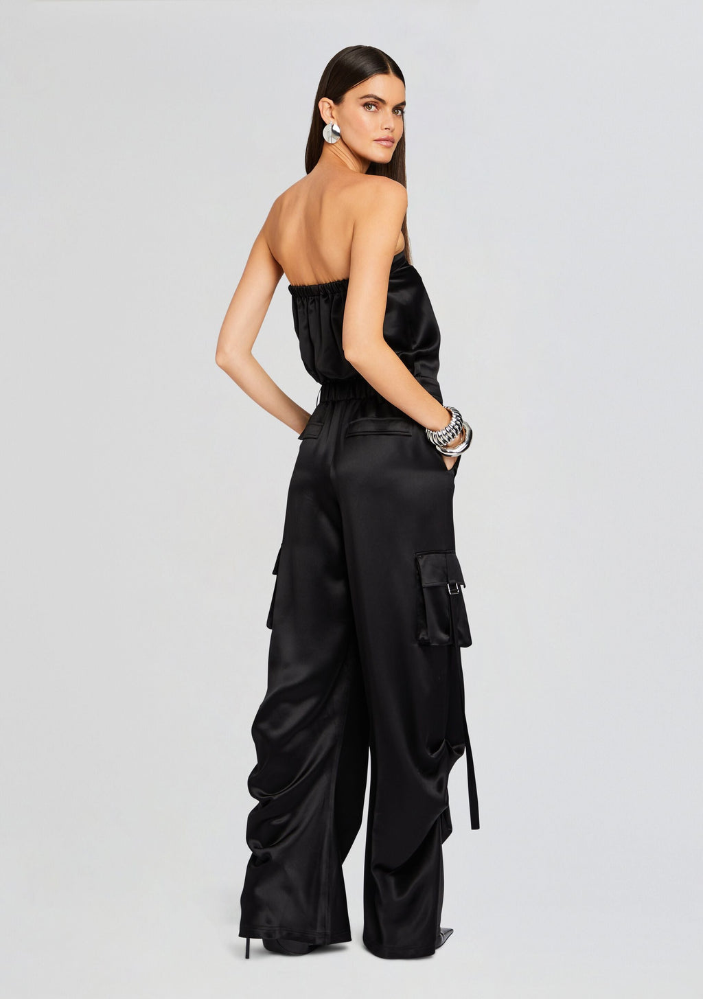 Estrella Cargo Jumpsuit by retrofête in Black, product image 4
