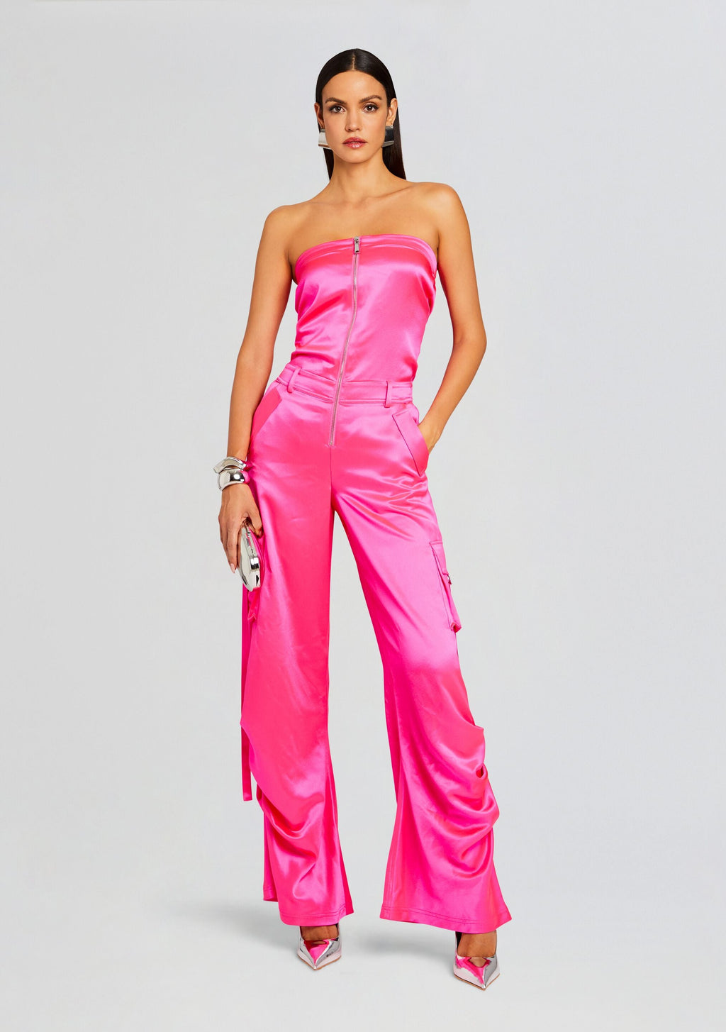 Estrella Cargo Jumpsuit by retrofête in Paradise Pink, product image 1