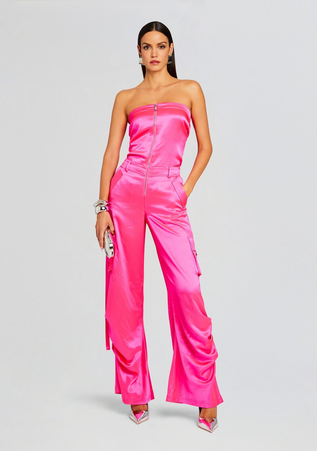 Estrella Cargo Jumpsuit by retrofête in Paradise Pink, product image 1