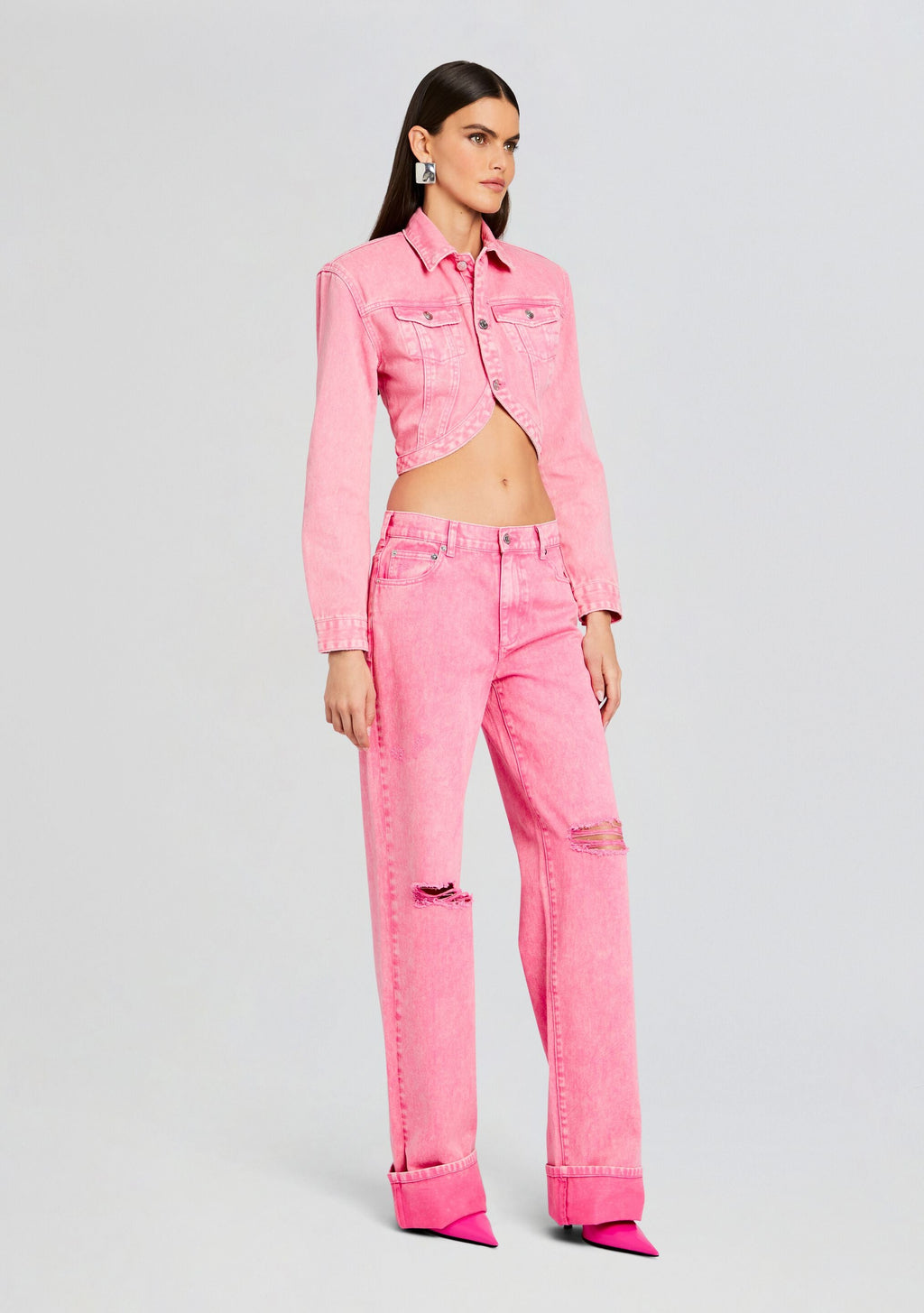 Margot Cuffed Boyfriend Jean by SEROYA in Malibu Pink, product image 3