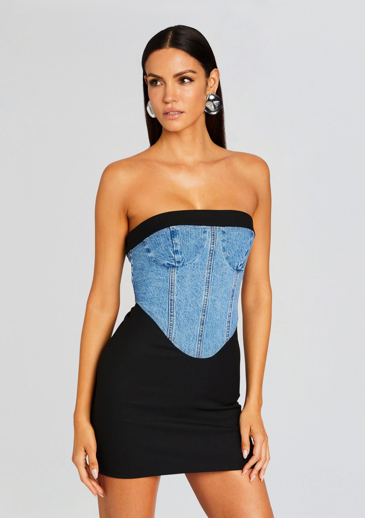 Freya Dress by SEROYA in Black/River, product image 2