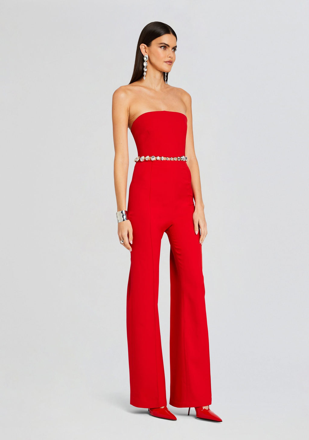 Glenda Jumpsuit by retrofête in Fiery Red/Silver, product image 3