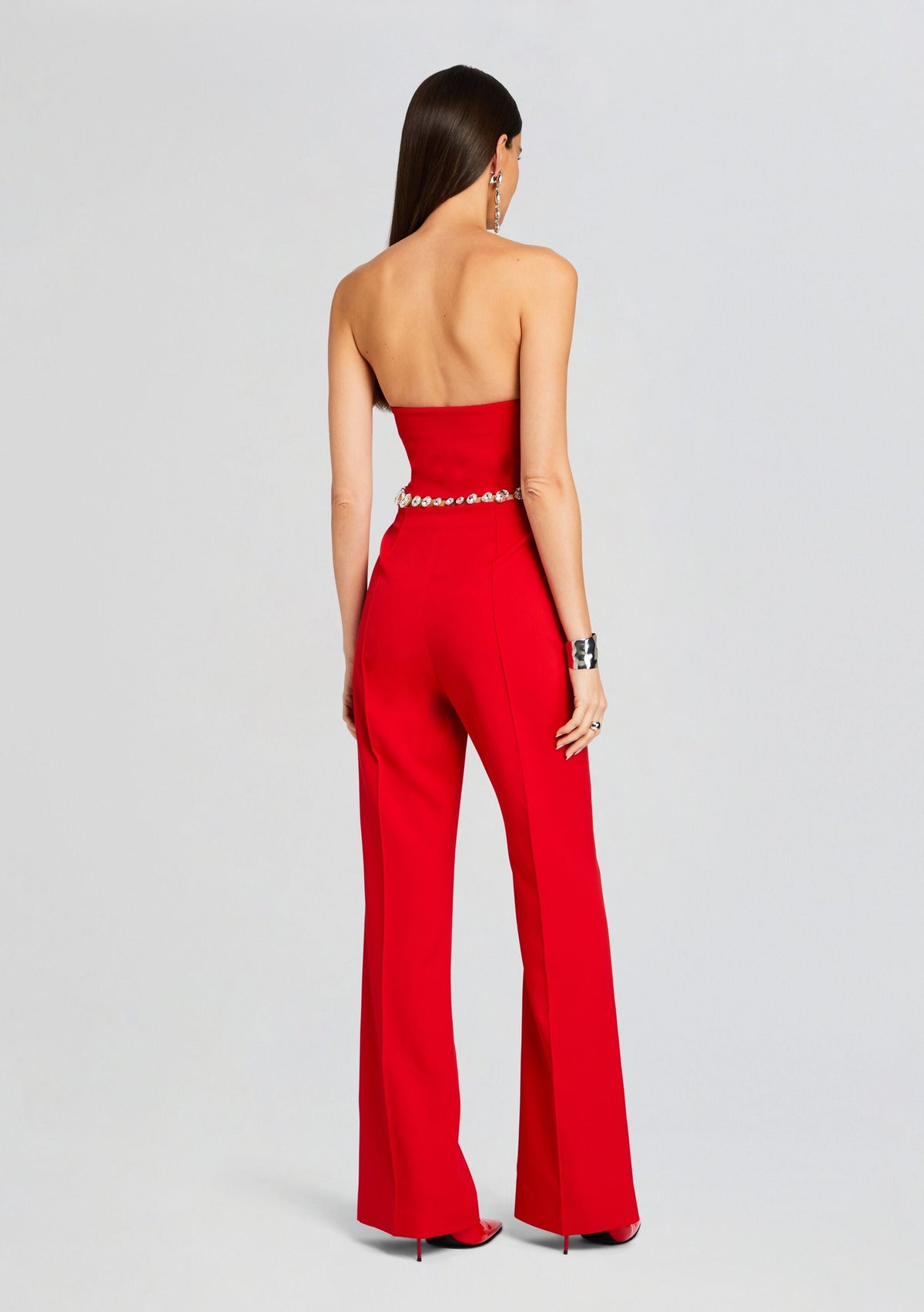 Glenda Jumpsuit by retrofête in Fiery Red/Silver, product image 4
