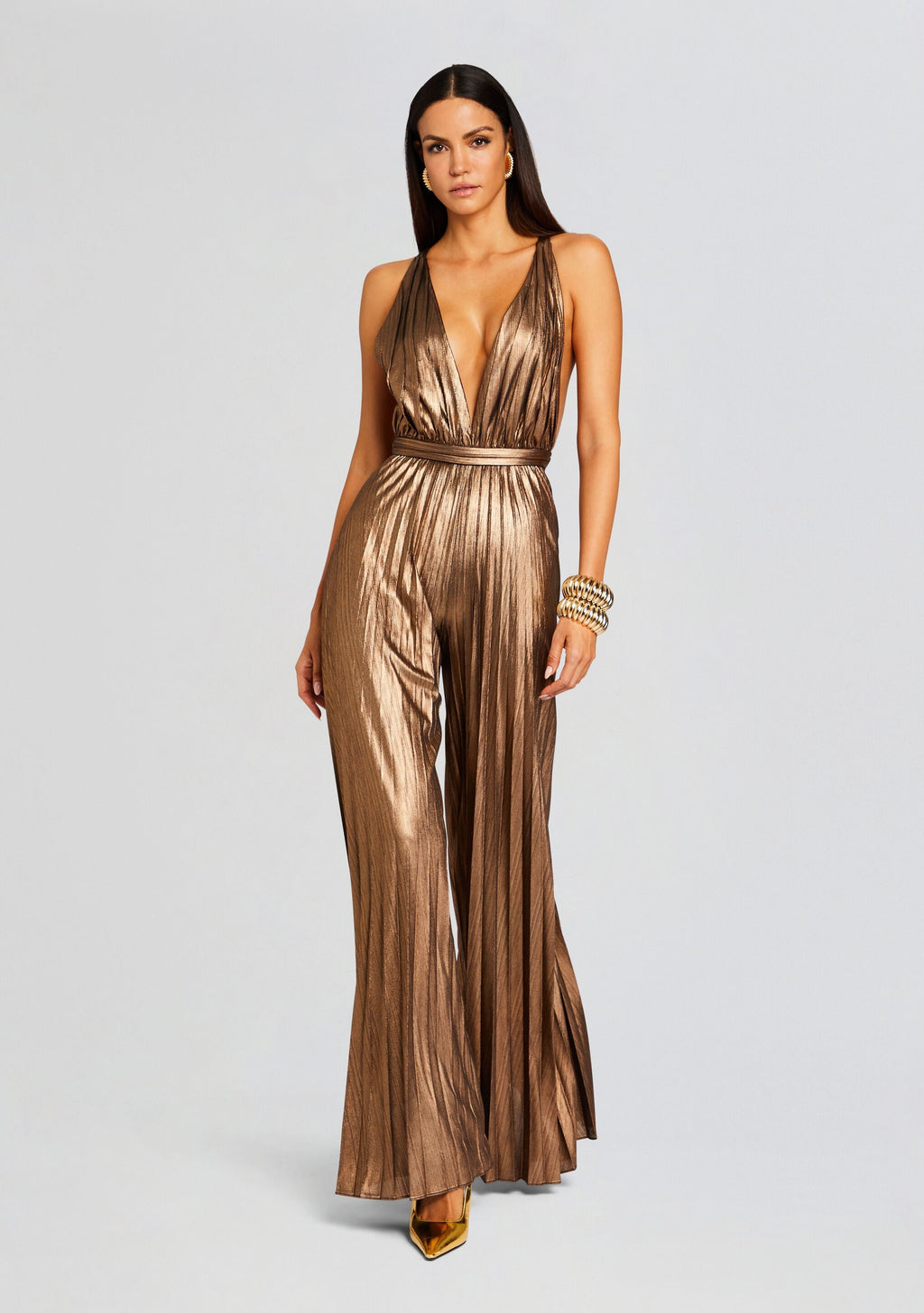 Graciane Jumpsuit by retrofête in Metallic Bronze, product image 5