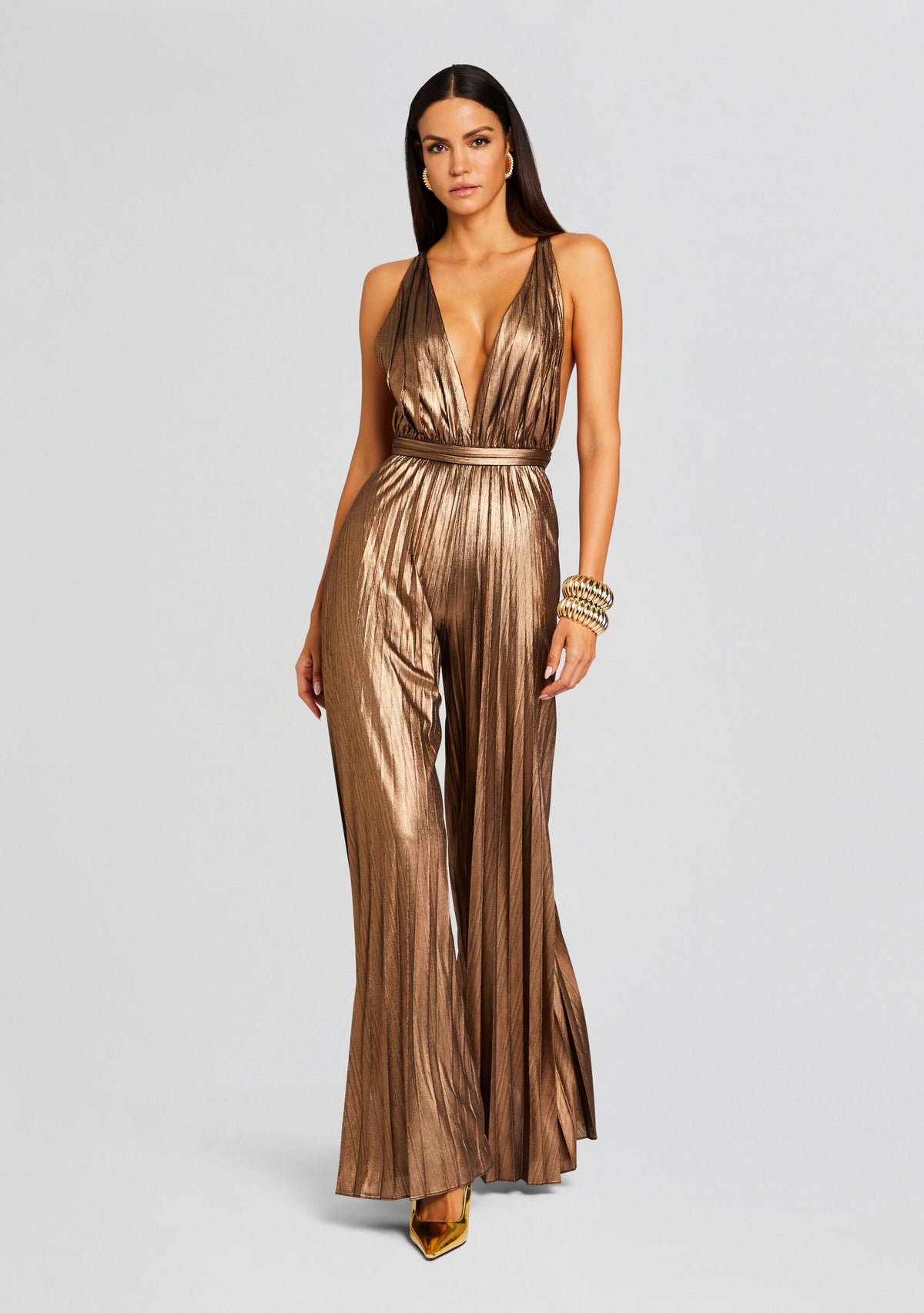 Graciane Jumpsuit by retrofête in Metallic Bronze, product image 5