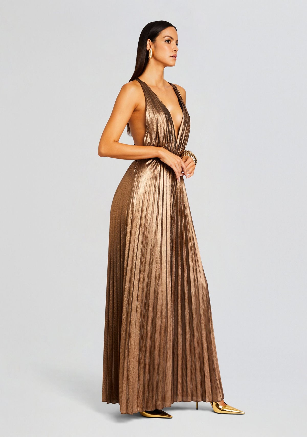 Graciane Jumpsuit by retrofête in Metallic Bronze, product image 3