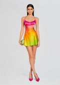 Josefine Silk Dress by retrofête in Pink Lime Ombre, product image 1