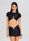 Kaida Lycra Cropped Shirt by Shani Shemer in Black, product image 1