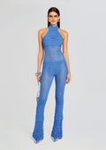 Kalena Knit Crochet Jumpsuit by retrofête in Tropical Blue, product image 1