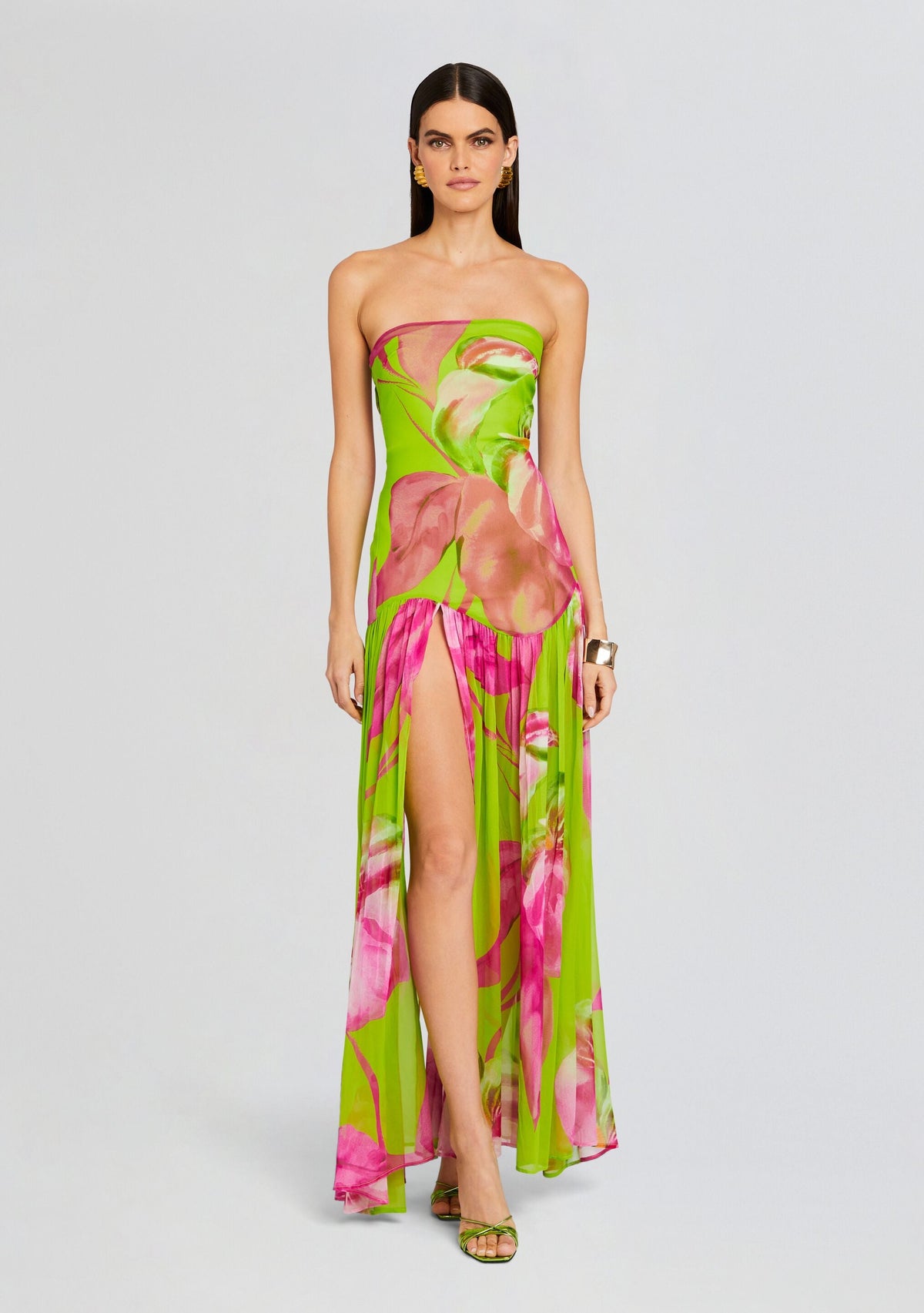 Marisol Silk Dress by retrofête in Lime Anthurium, product image 5