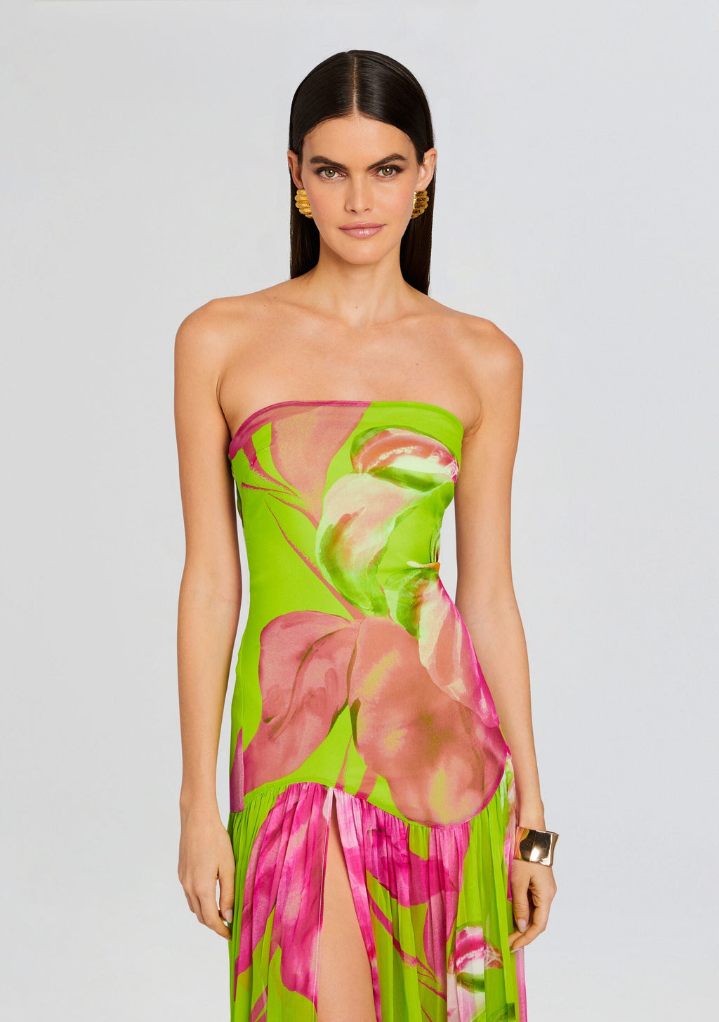 Marisol Silk Dress by retrofête in Lime Anthurium, product image 2