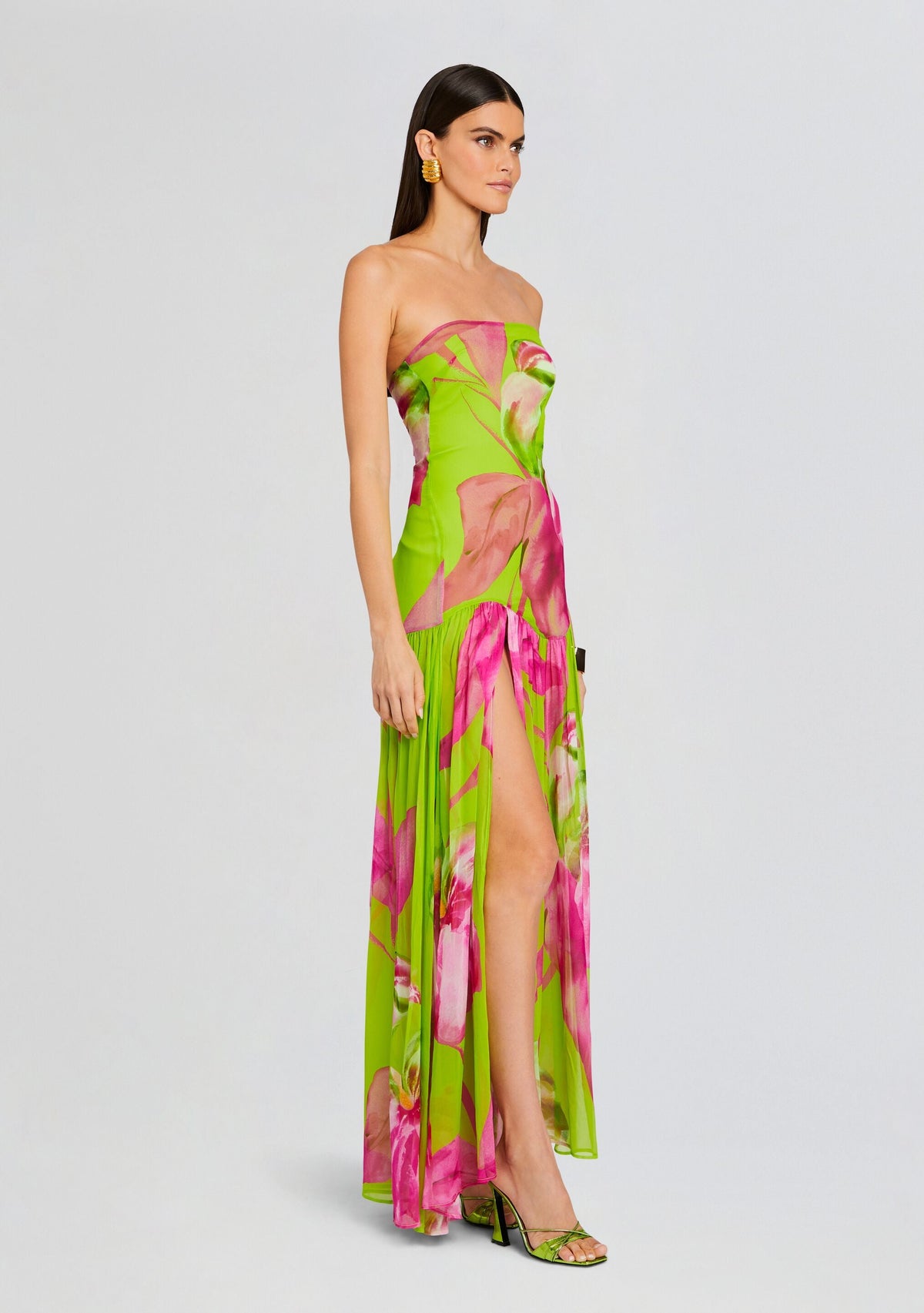 Marisol Silk Dress by retrofête in Lime Anthurium, product image 3