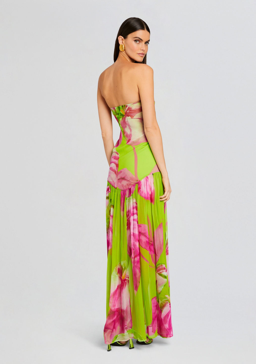 Marisol Silk Dress by retrofête in Lime Anthurium, product image 4