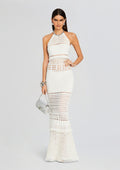 Mesa Knit Crochet Dress by retrofête in Iridescent White, product image 1