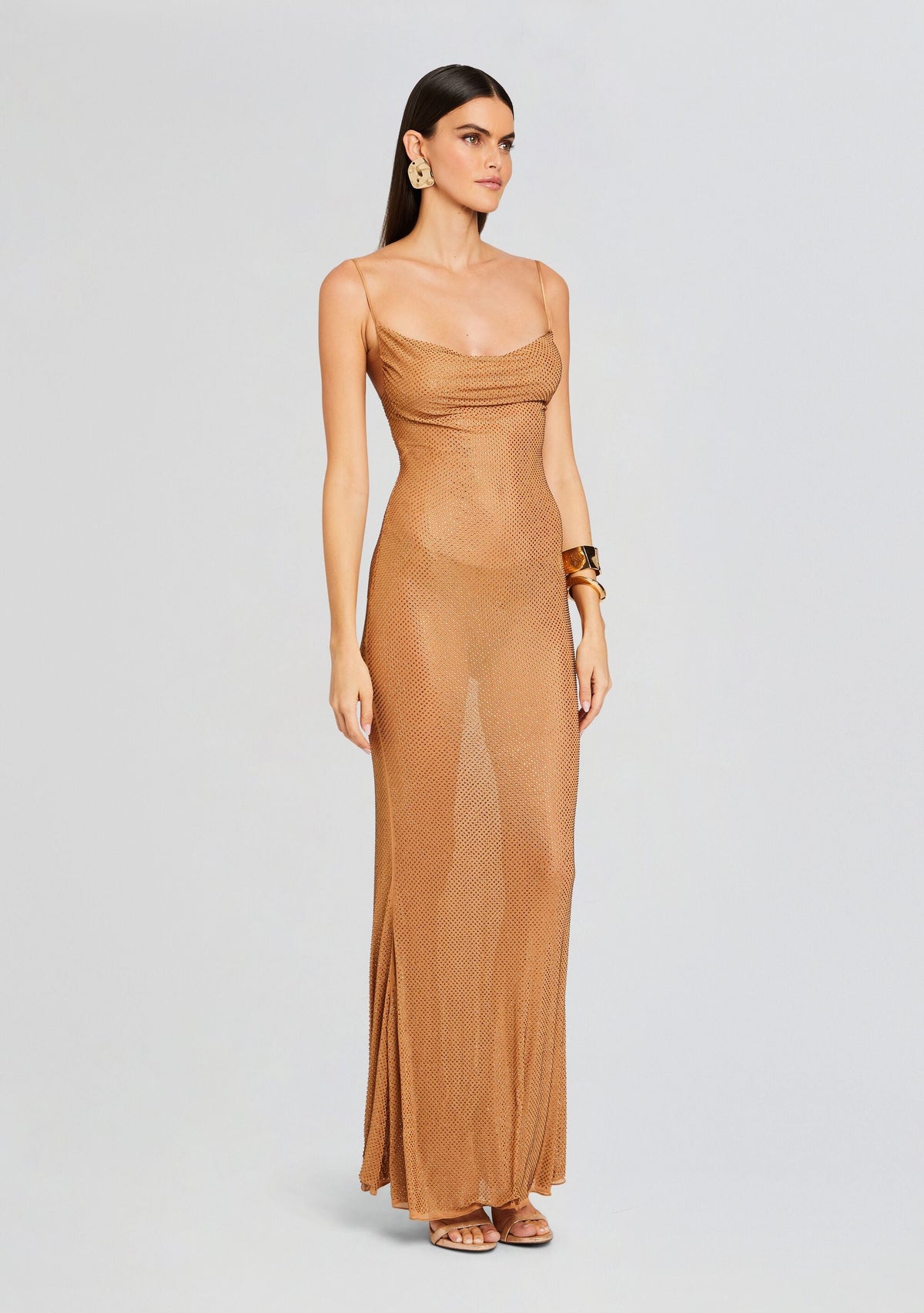 Shilo Embellished Silk Dress by retrofête in Tannin, product image 3