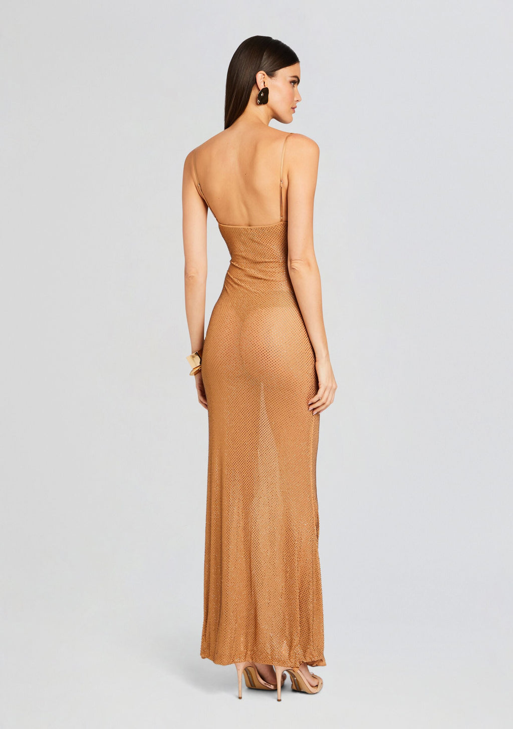 Shilo Embellished Silk Dress by retrofête in Tannin, product image 4