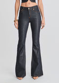 Moore Mid Rise Flare Jean by retrofête in Dark Denim Foiling, product image 1
