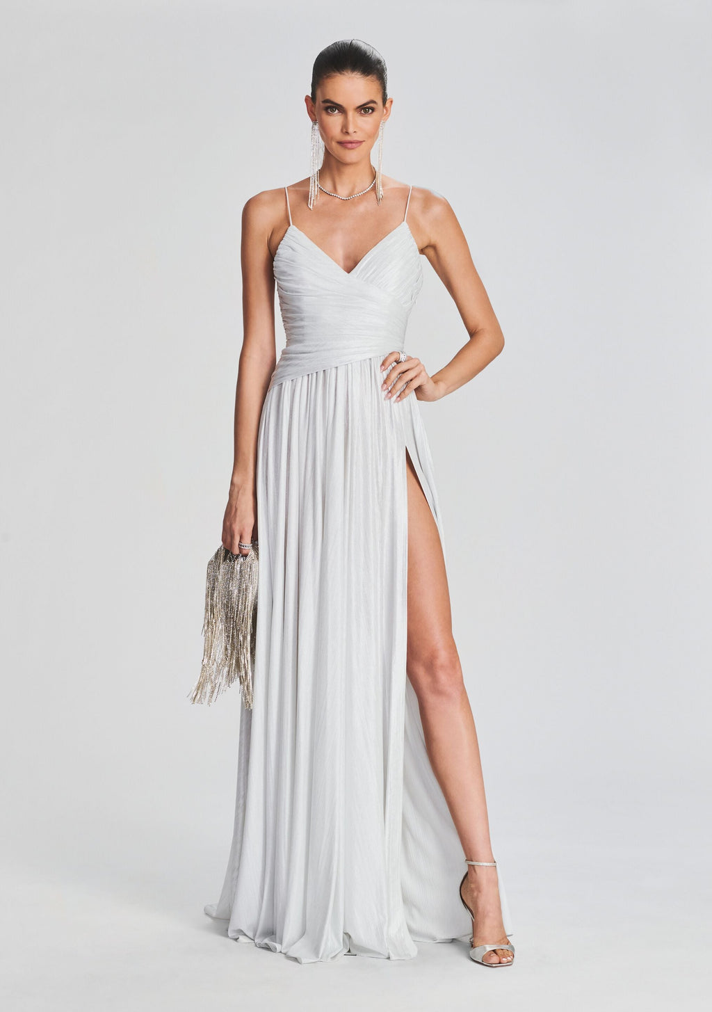 Doss Dress by retrofête in Silver/White, product image 1