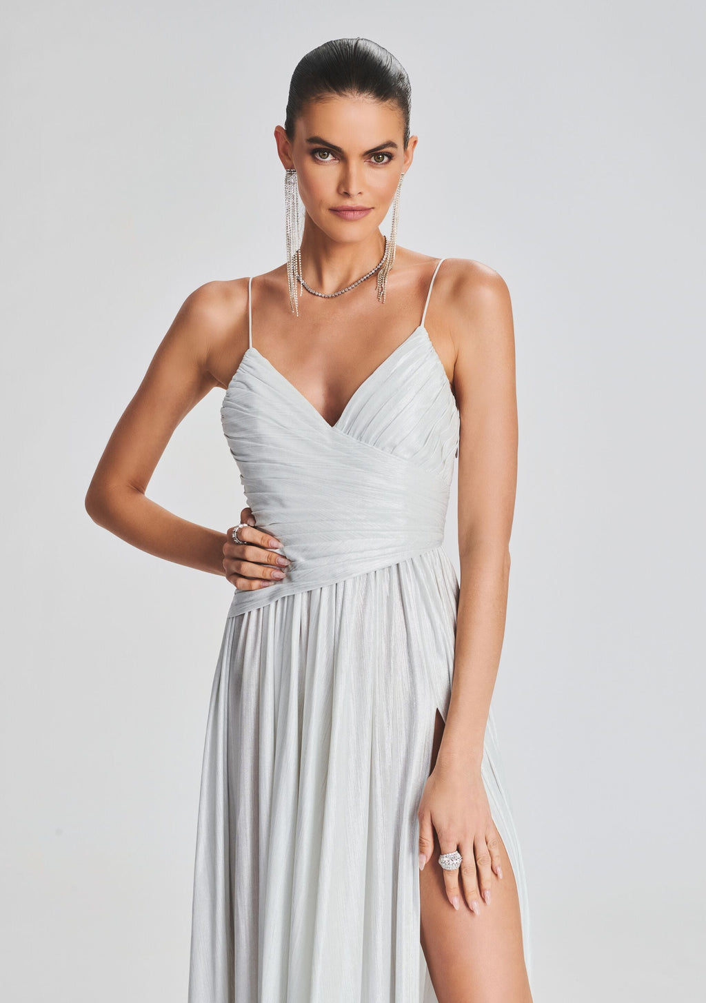 Doss Dress by retrofête in Silver/White, product image 2