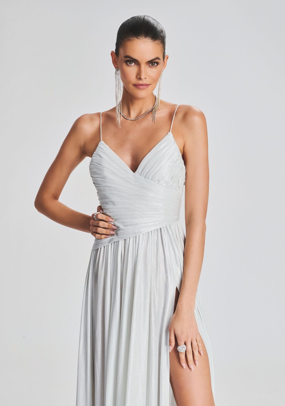 Doss Dress by retrofête in Silver/White, product image 2
