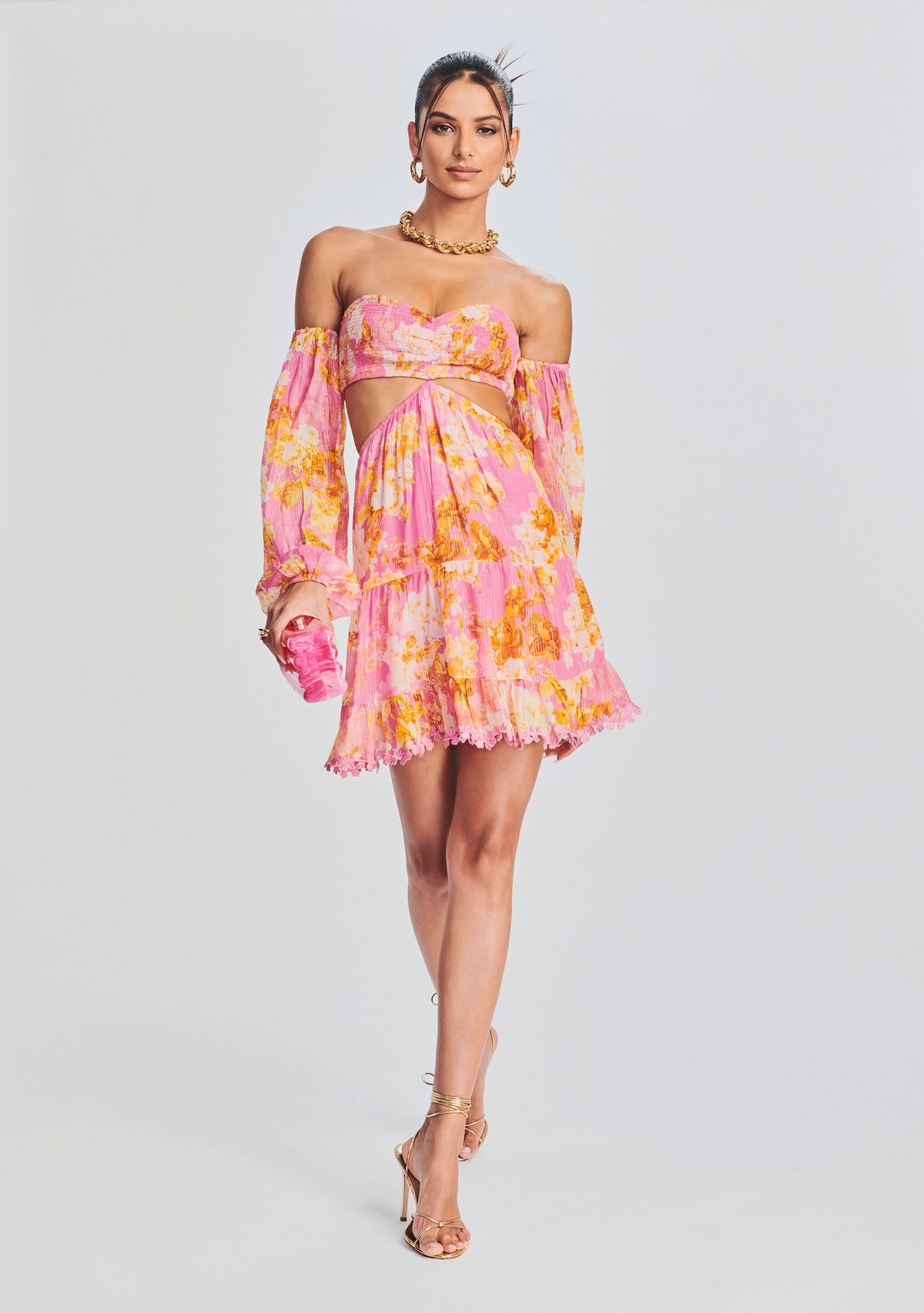 Auril Pink Short Dress by Hemant & Nandita in Pink, product image 1