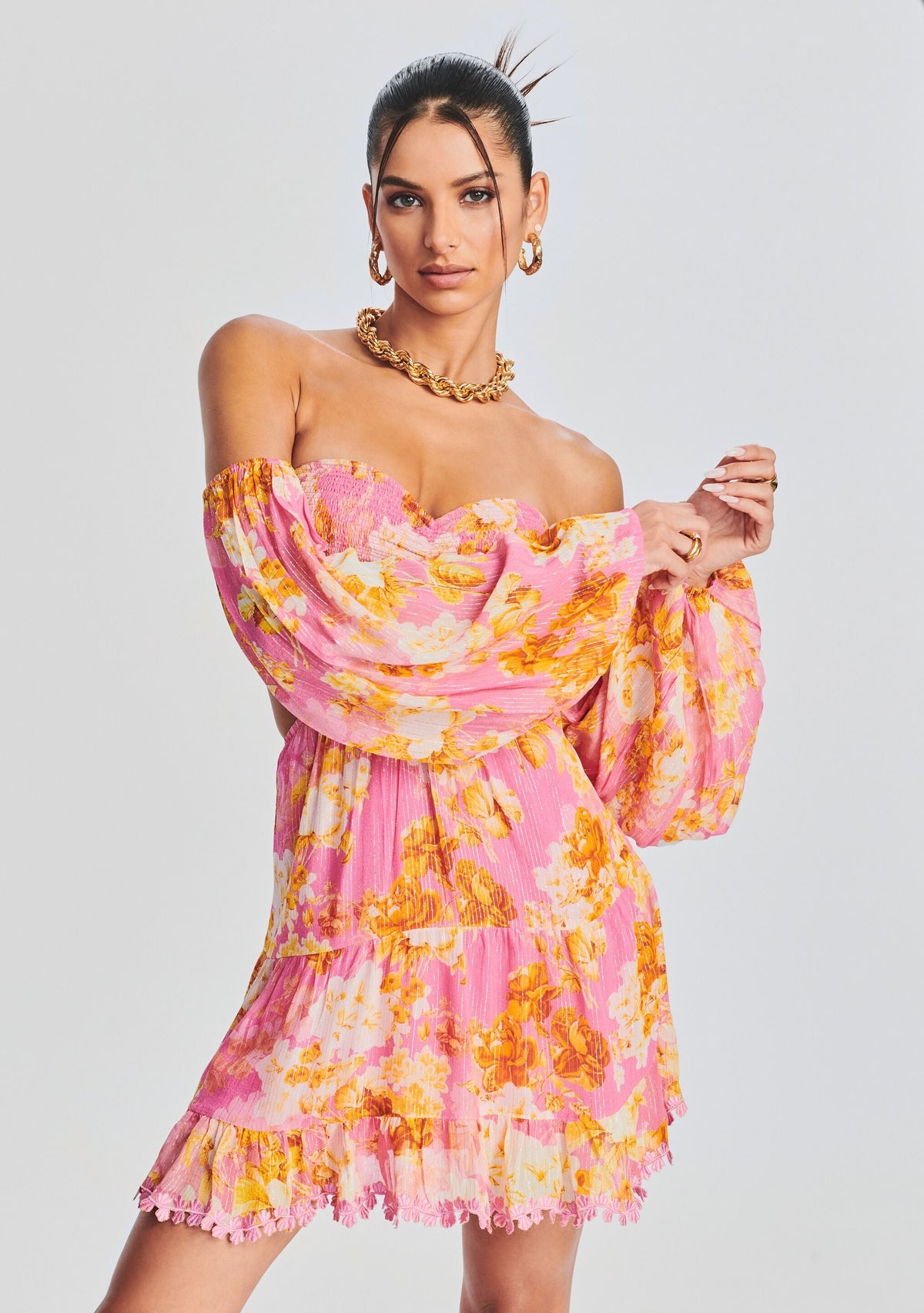 Auril Pink Short Dress by Hemant & Nandita in Pink, product image 2